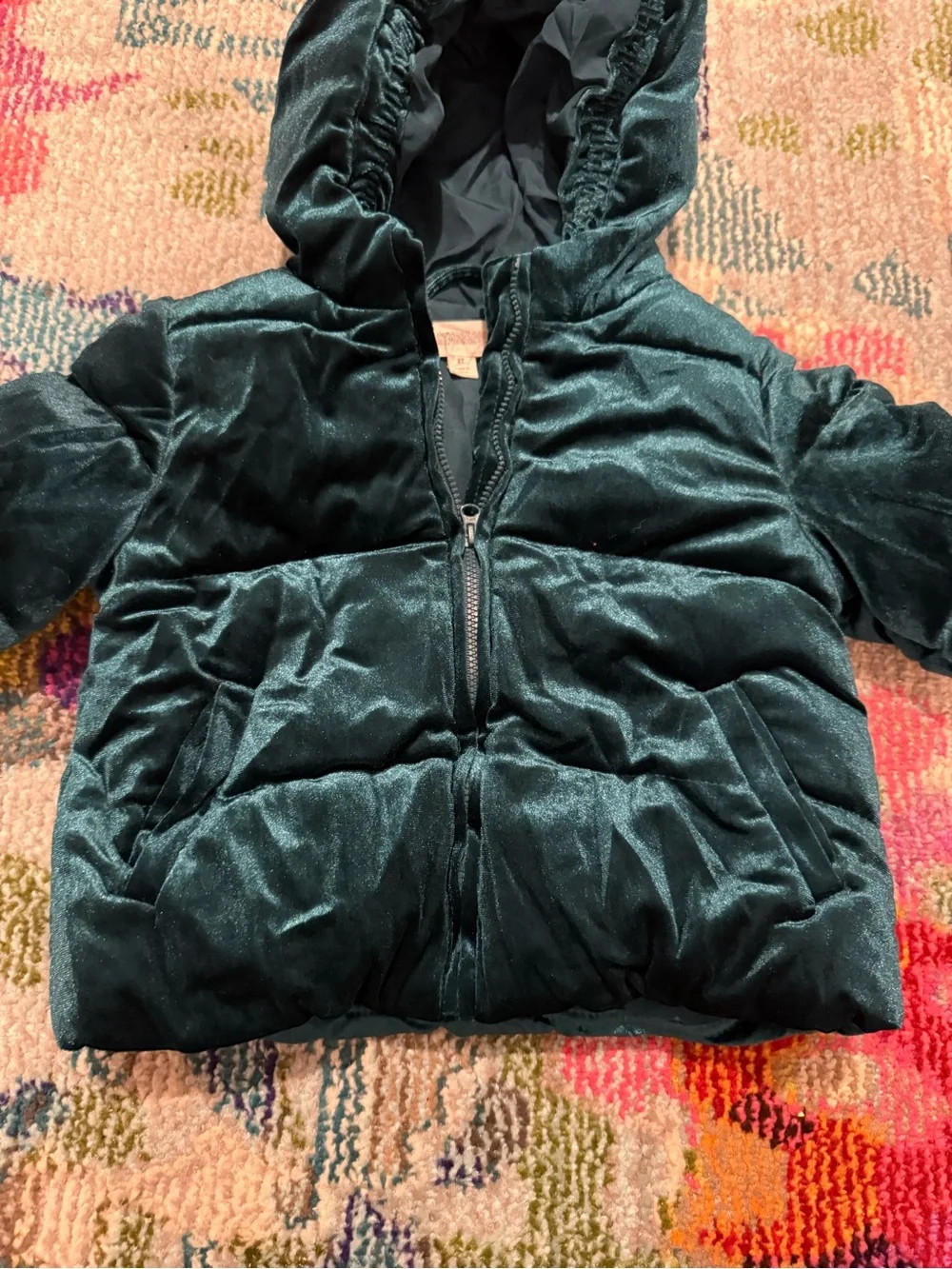 Gymboree Velvet Puffer Jacket in Dark Teal (Green/Blue)